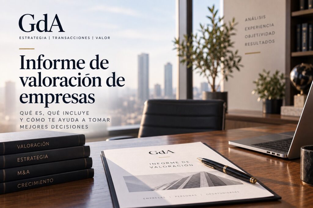 informe de valoracion de empresas encuadernado sobre la mesa de un despacho